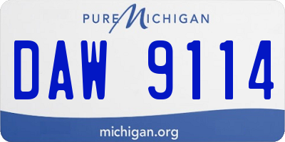 MI license plate DAW9114
