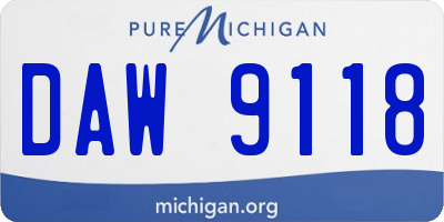 MI license plate DAW9118