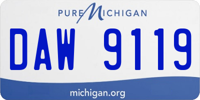 MI license plate DAW9119