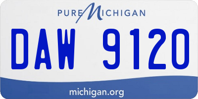MI license plate DAW9120