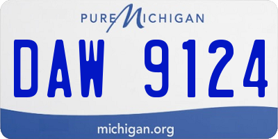 MI license plate DAW9124