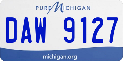 MI license plate DAW9127