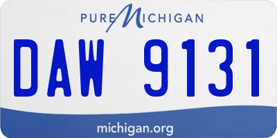 MI license plate DAW9131