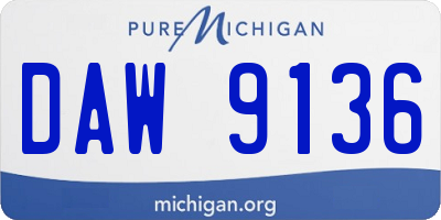 MI license plate DAW9136