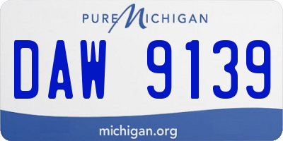 MI license plate DAW9139