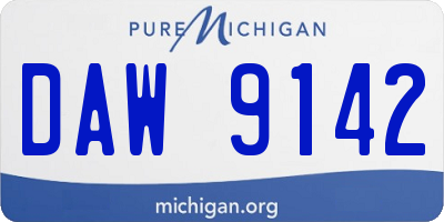 MI license plate DAW9142