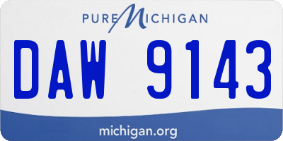 MI license plate DAW9143