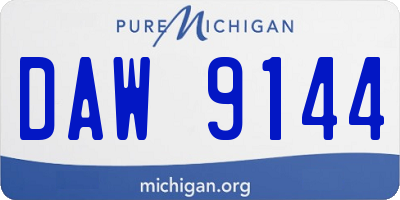MI license plate DAW9144