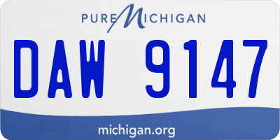 MI license plate DAW9147