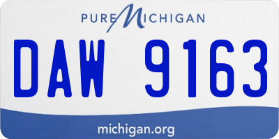 MI license plate DAW9163