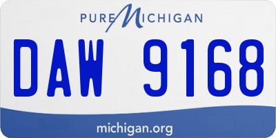 MI license plate DAW9168