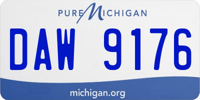 MI license plate DAW9176