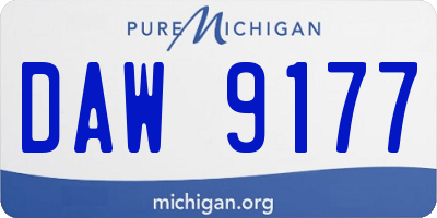 MI license plate DAW9177