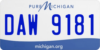 MI license plate DAW9181