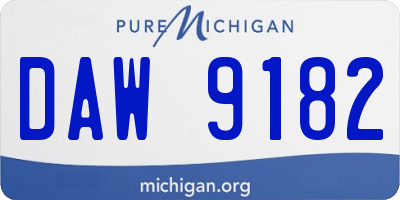MI license plate DAW9182