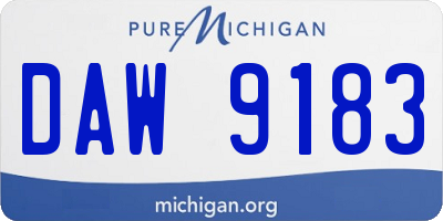 MI license plate DAW9183