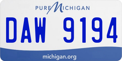 MI license plate DAW9194