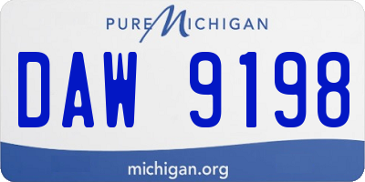 MI license plate DAW9198