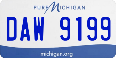 MI license plate DAW9199