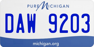 MI license plate DAW9203