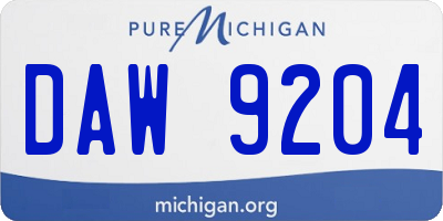 MI license plate DAW9204