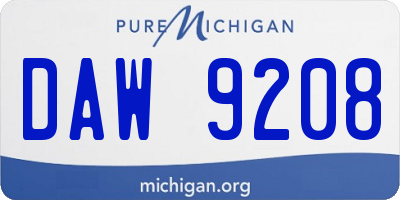 MI license plate DAW9208