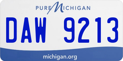 MI license plate DAW9213