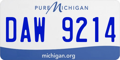 MI license plate DAW9214