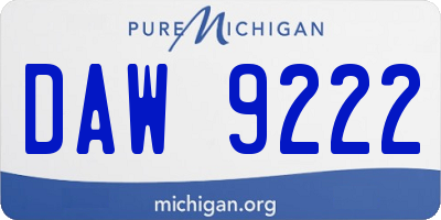 MI license plate DAW9222