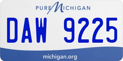 MI license plate DAW9225