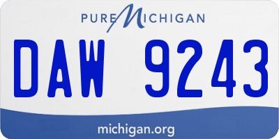 MI license plate DAW9243