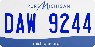 MI license plate DAW9244