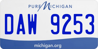MI license plate DAW9253