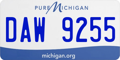 MI license plate DAW9255