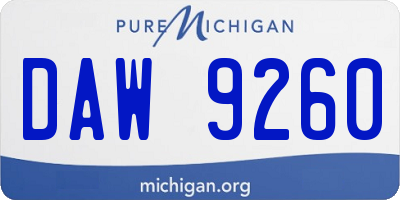 MI license plate DAW9260
