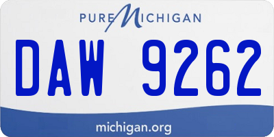 MI license plate DAW9262