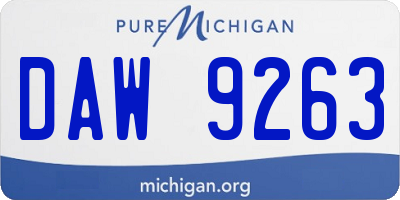 MI license plate DAW9263