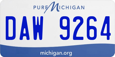 MI license plate DAW9264
