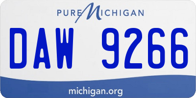 MI license plate DAW9266