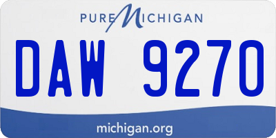 MI license plate DAW9270