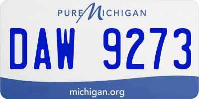 MI license plate DAW9273