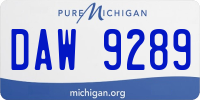 MI license plate DAW9289