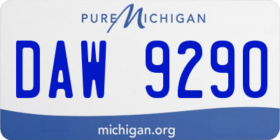 MI license plate DAW9290