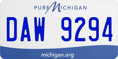 MI license plate DAW9294