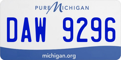MI license plate DAW9296