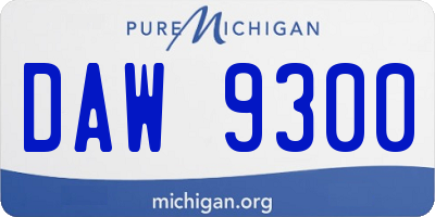 MI license plate DAW9300
