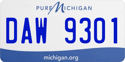 MI license plate DAW9301