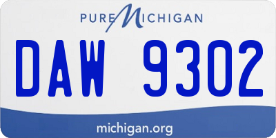 MI license plate DAW9302