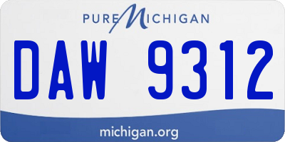 MI license plate DAW9312