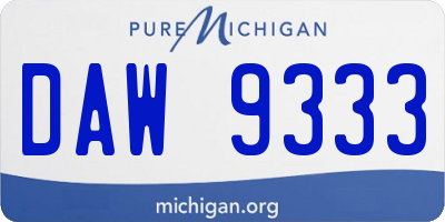 MI license plate DAW9333